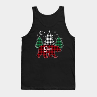 Son Bear Buffalo Red Plaid Matching Family Christmas Tank Top